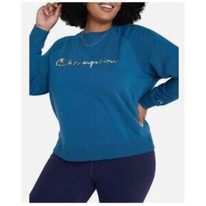 Champion Plus Size Campus French Terry Crew Fresh Blue1X